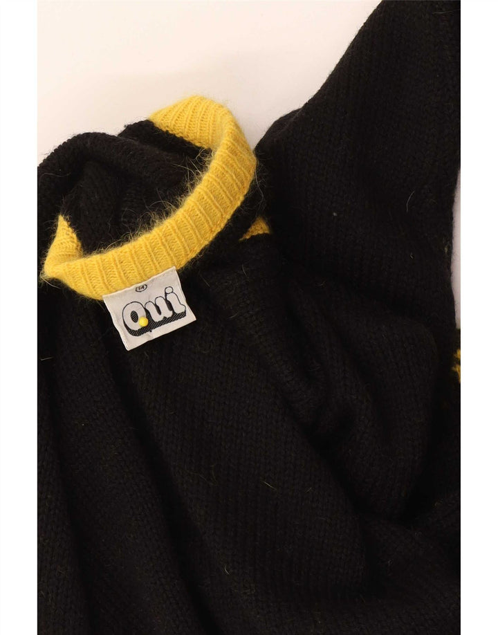 Oui Damen-Pullover mit V-Ausschnitt, UK 14, Mittelschwarz, Farbblock
