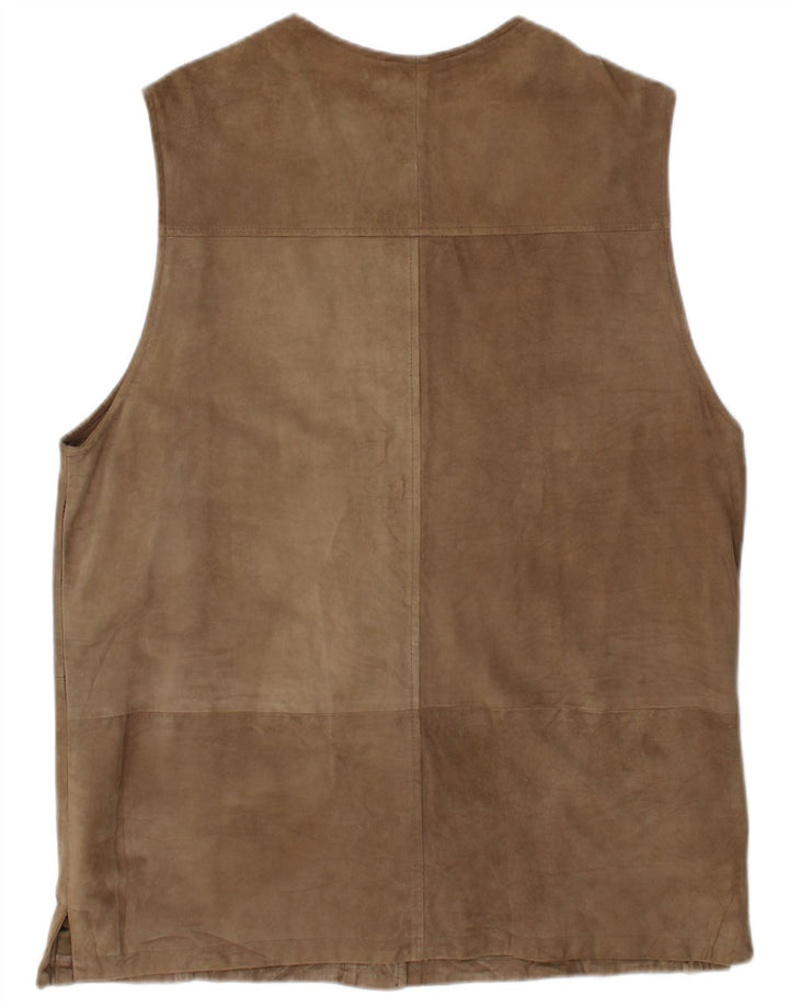 Vintage Damen Wildlederweste EU 42 Großes braunes Leder