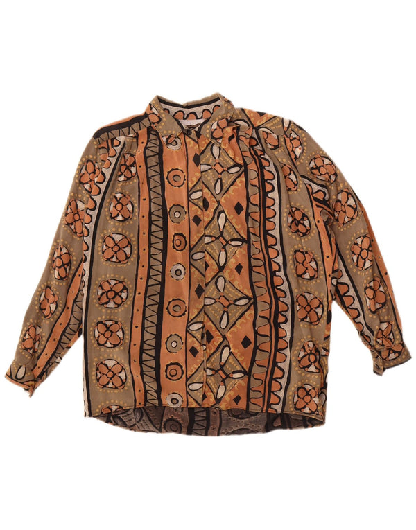 Vintage Damen Hemdbluse UK 20 2XL Braun Geometrisch