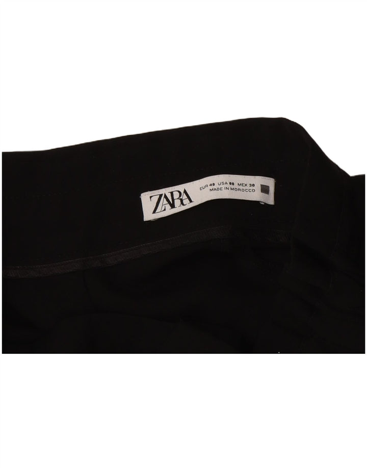 Zara Damen-Cargohose mit hoher Taille, konisch zulaufend, EU 40, M, B30, L28, Schwarz