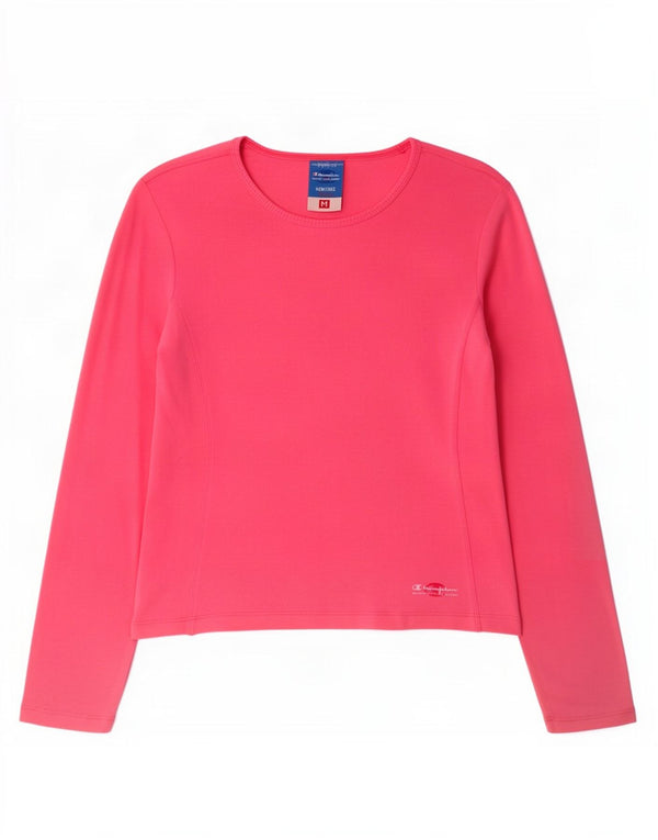Champion Damen Crop Top Langarm UK 12 Mittelrosa Baumwolle