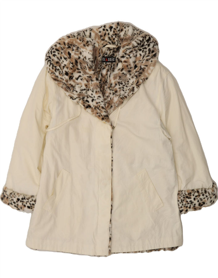 CLASSIC Womens Overcoat UK 14 Large  White Polyacrylic Vintage CLASSIC and Second-Hand CLASSIC from Messina Hembry 