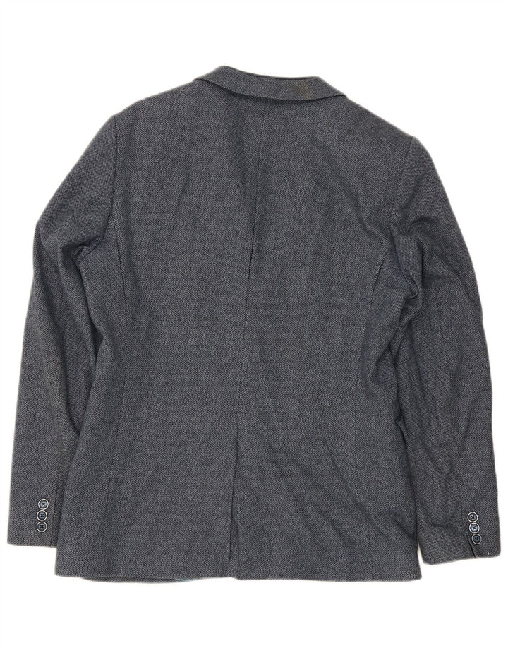 Ted Baker Herren-Blazer mit 2 Knöpfen, Größe 4, groß, marineblau mit Fischgrätenmuster