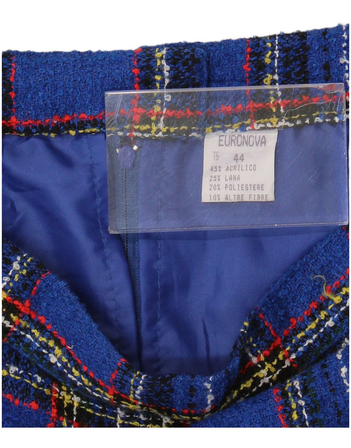 Euronova Damen Minirock IT 44 Medium W28 Blau kariertes Acryl