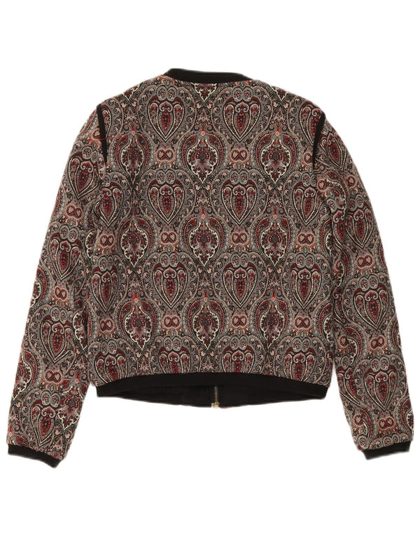Zara Damen Crop Bomberjacke UK 10 Small Mehrfarbig Paisley