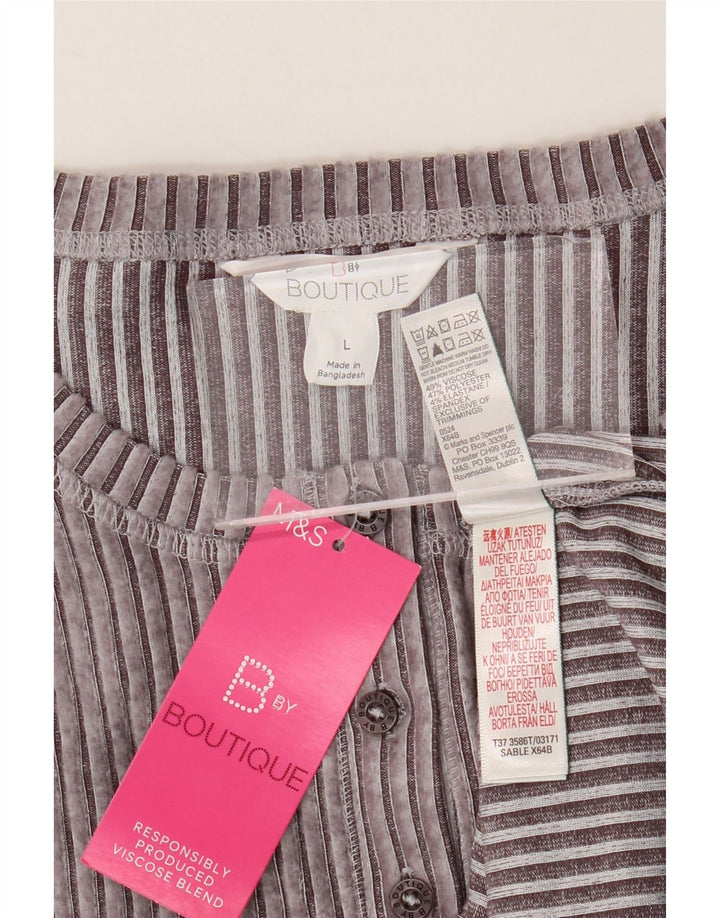 Marks & Spencer Damen Crop Top Langarm UK 16 Large Graue Viskose