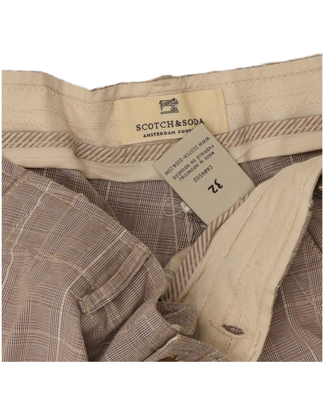 Scotch & Soda Herren Cargoshorts W32 mittelgrau karierte Baumwolle