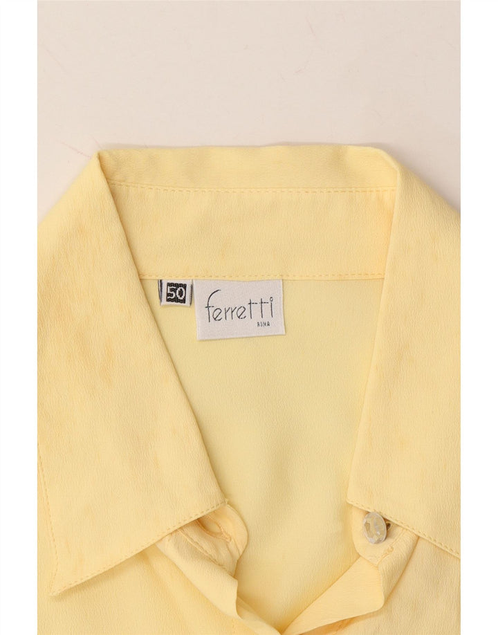 FERRETTI Womens Shirt Blouse IT 50 XL Yellow Silk Vintage Ferretti and Second-Hand Ferretti from Messina Hembry 