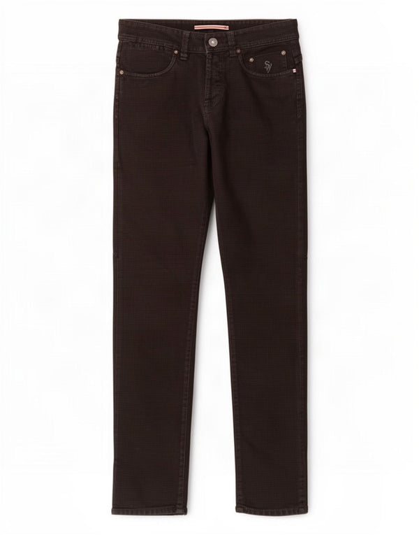 SIVIGLIA Herren Straight Jeans W31 L32 Schwarze Hahnentritt-Baumwolle