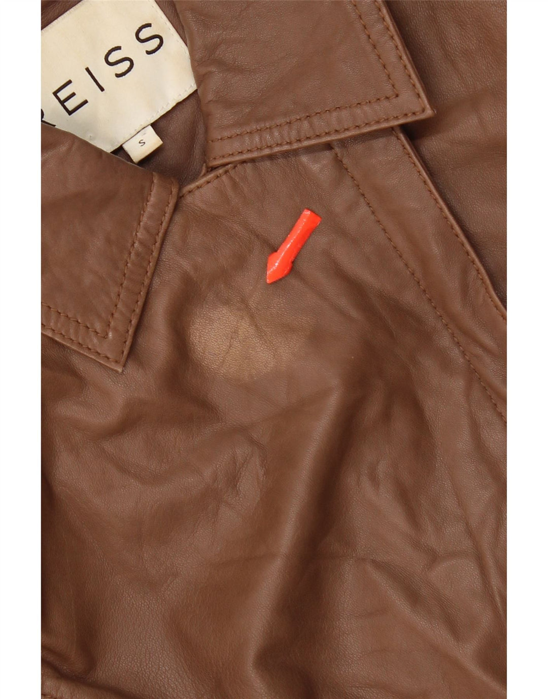 Reiss Damen Crop Lederjacke UK 10 Small Braunes Leder
