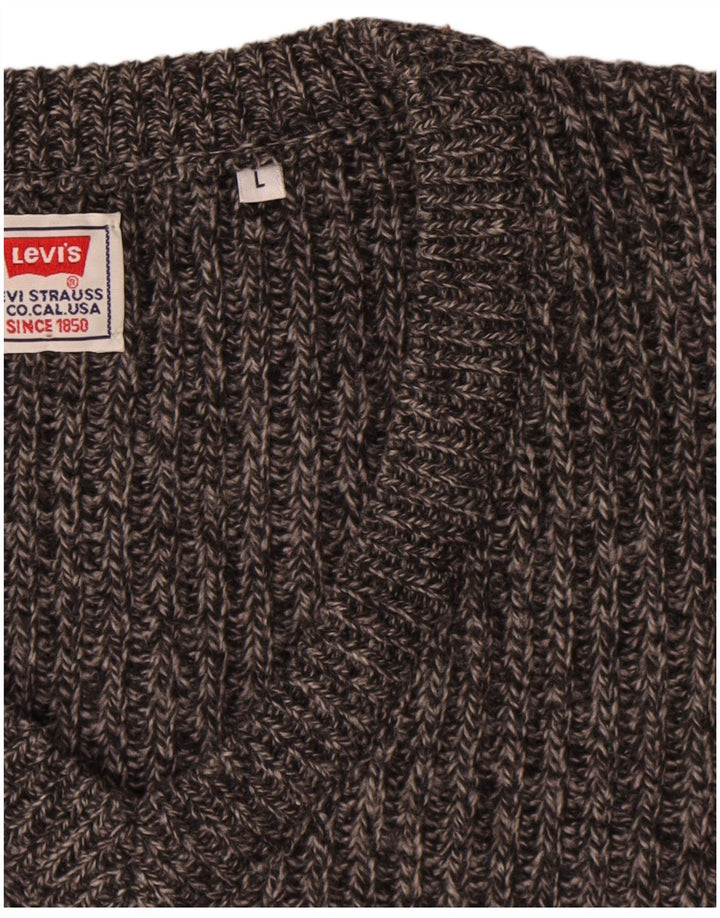 Levi's Herren-Pullover mit V-Ausschnitt, groß, graue Farbblock-Wolle