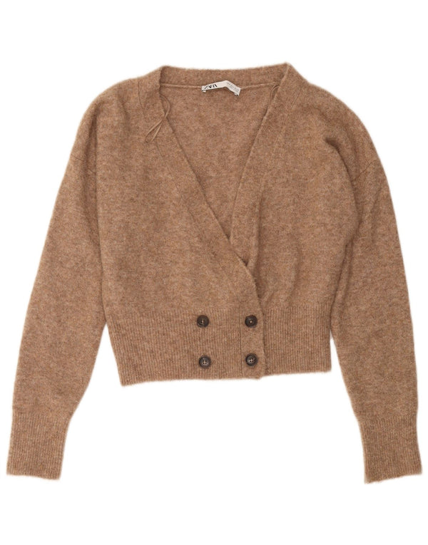 Übergroßer Crop-Cardigan von Zara für Damen, Gr. 10, Größe S, Beige