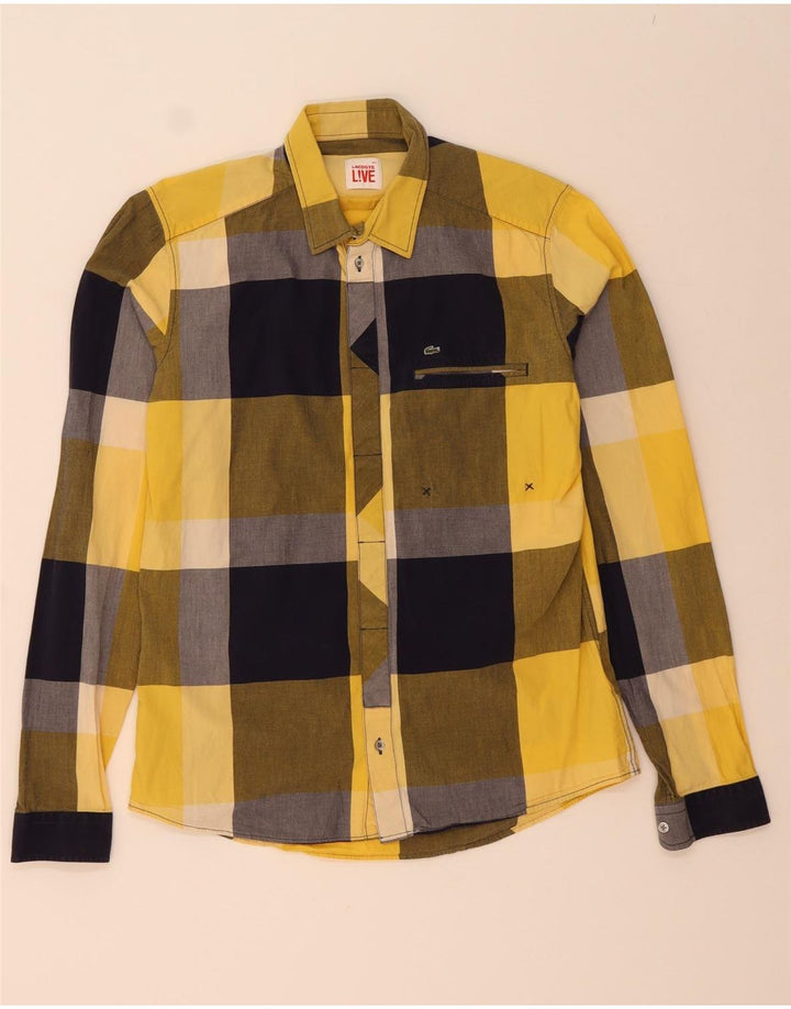 LACOSTE Mens Shirt Size 40 Medium Yellow Check Cotton Vintage Lacoste and Second-Hand Lacoste from Messina Hembry 