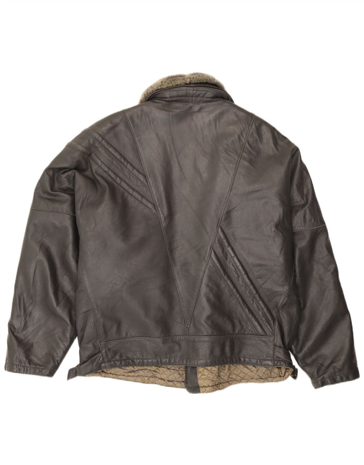 Vintage Herren Leder Bikerjacke UK 40 Großes schwarzes Leder