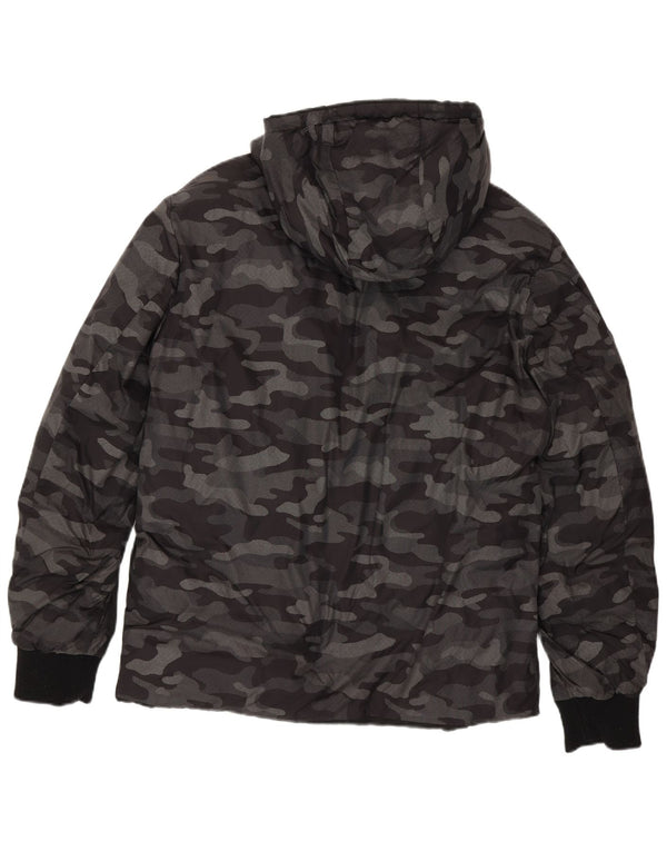Superdry Herren Kapuzenjacke, wendbar, gepolstert, Größe 40, Grau, Tarnung
