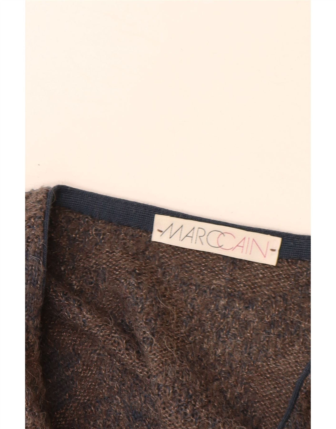 MARCCAIN Herren-Pullover mit V-Ausschnitt, XL, braune, geometrische Wolle