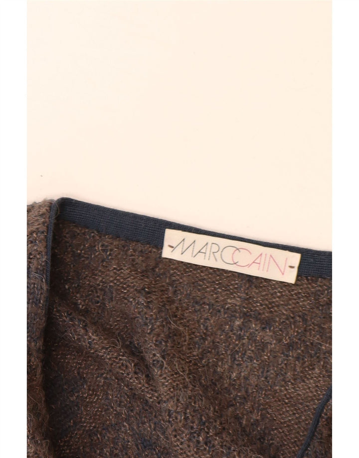 MARCCAIN Herren-Pullover mit V-Ausschnitt, XL, braune, geometrische Wolle