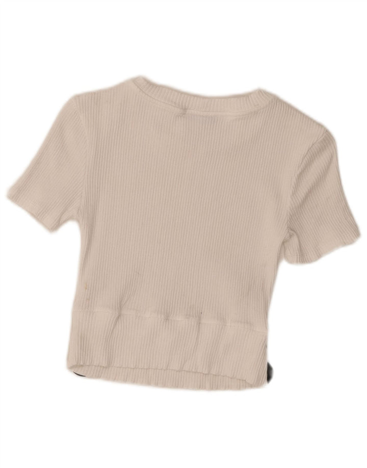 Zara Damen Crop Bluse Top UK 8 Small Weiße Viskose