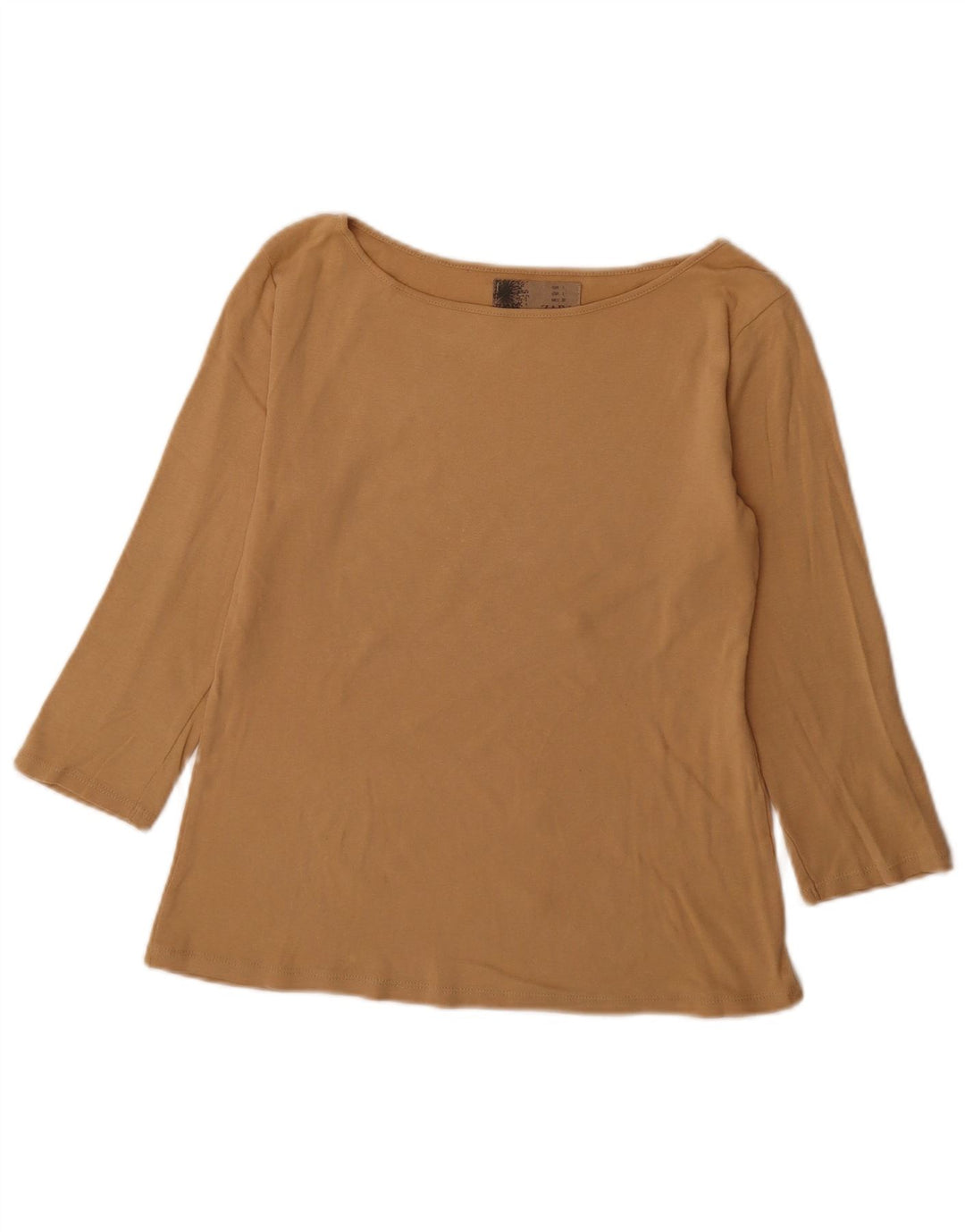 Zara Damen-Top, 3/4-Ärmel, UK-Größe 14, Größe L, Beige, Baumwolle