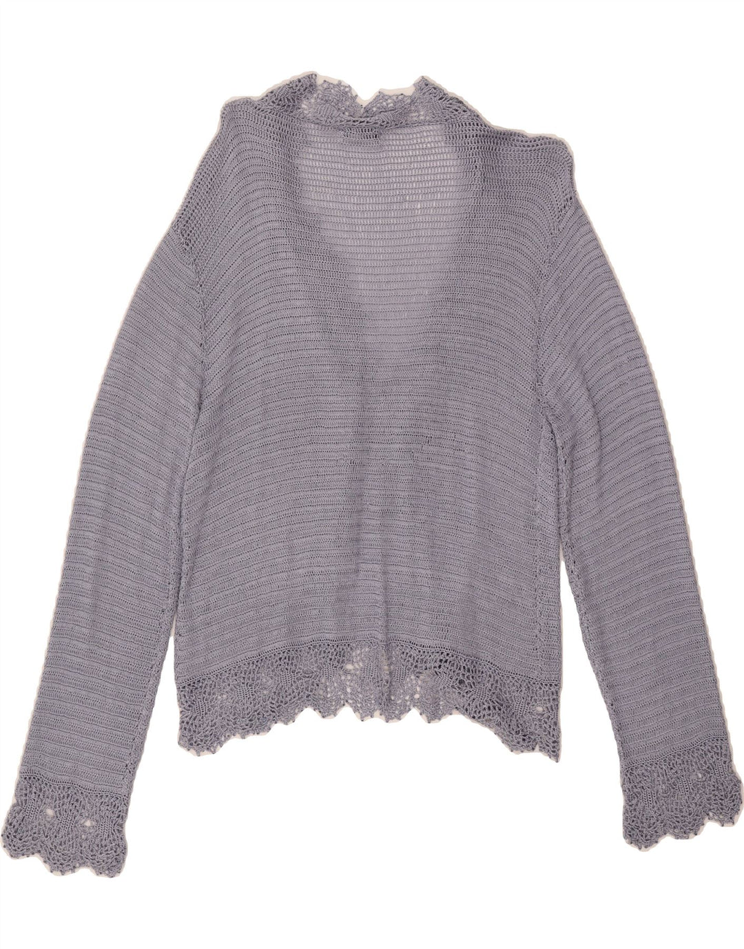 SASHA Womens Crochet Cardigan Top UK 16 Large Grey Viscose Vintage Sasha and Second-Hand Sasha from Messina Hembry 