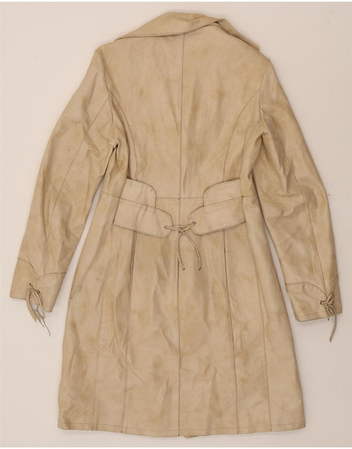 IMPERIAL Womens Leather Coat UK 10 Small Beige Leather Vintage Imperial and Second-Hand Imperial from Messina Hembry 