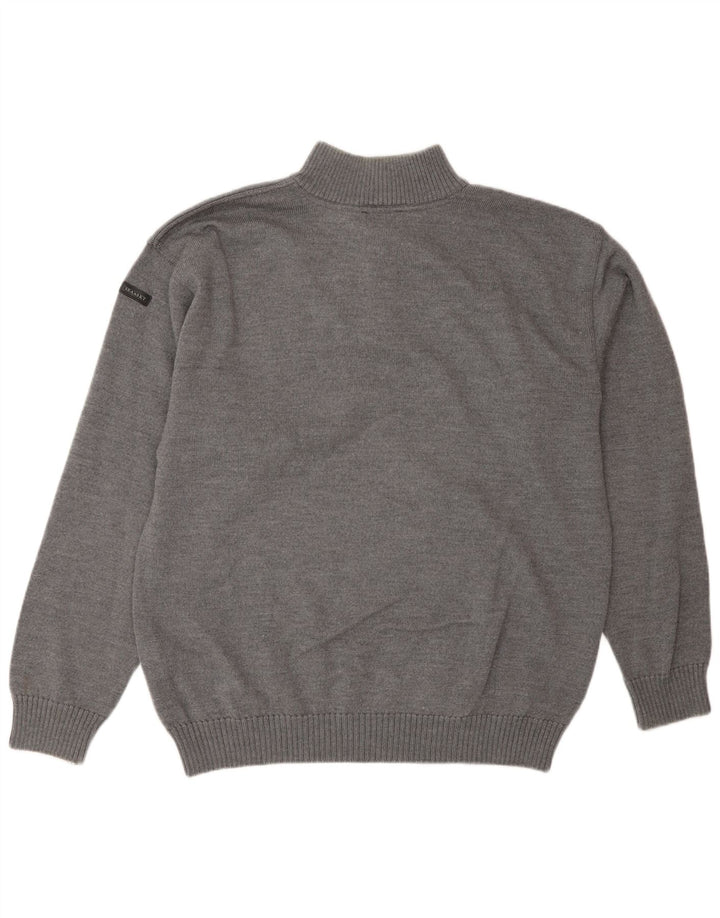Sea & Sky Herren-Pullover mit Knopfkragen, groß, aus grauer Wolle