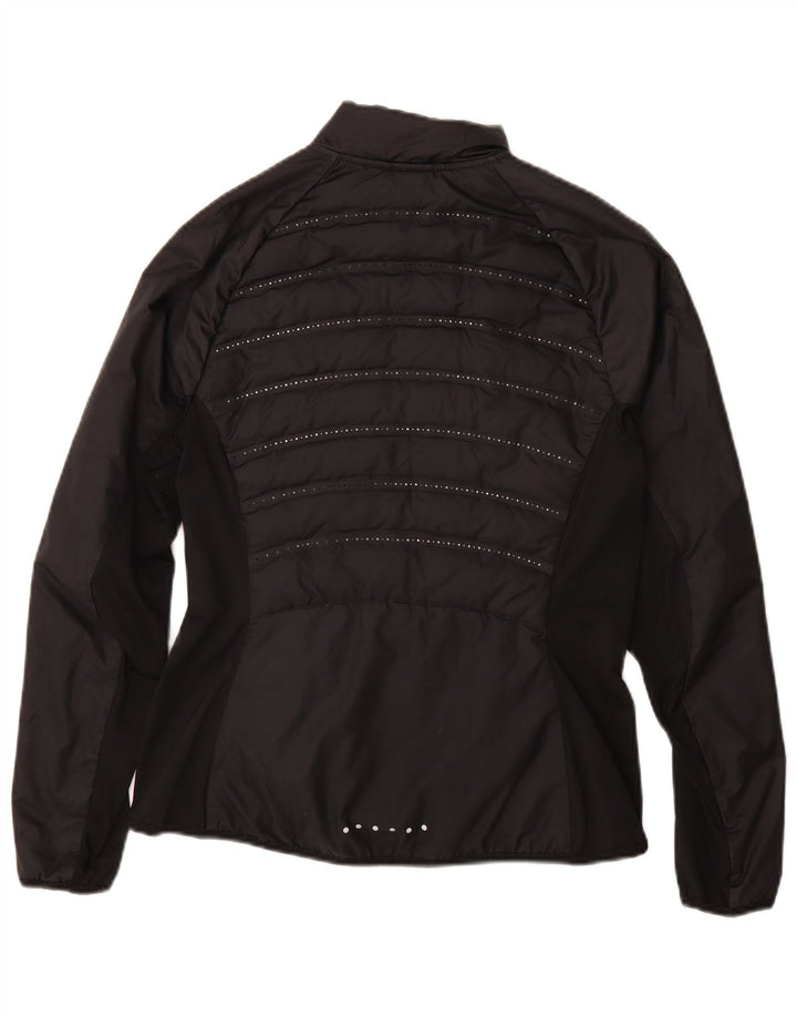 NIKE Damen Racer Jacke UK 12 Mittelschwarzes Polyester