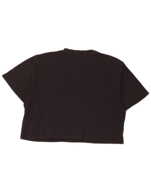 Timberland Damen Crop Relaxed Fit Graphic T-Shirt Top UK 14 Medium Schwarz
