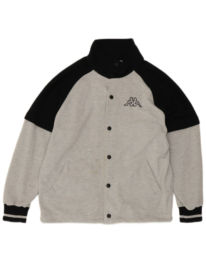 KAPPA Mens Graphic Loose Fit Varsity Jacket Small Grey Colourblock