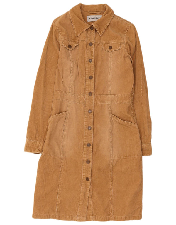 Warehouse Cord-Hemdkleid für Damen, UK 12, Mittelbeige