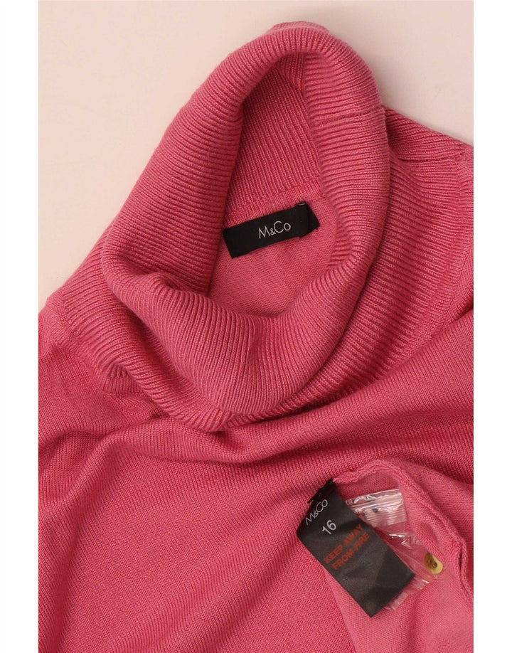 M&Co Damen-Pullover mit Rollkragen, Gr. 16, Größe L, Rosa, Viskose