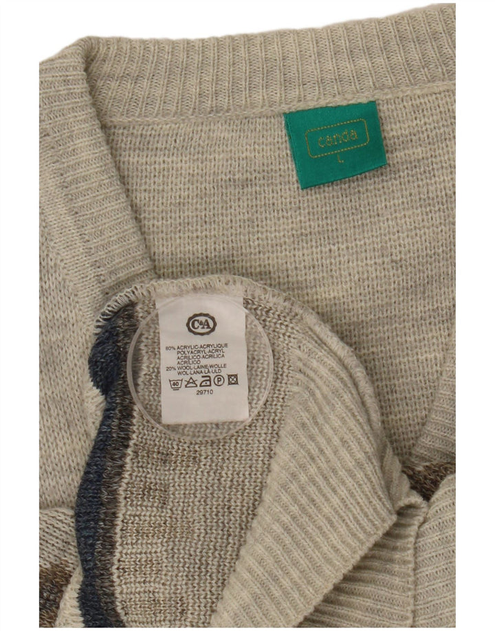 C&A Herren-Canda-Weste-Tanktop, großes graues geometrisches Acryl