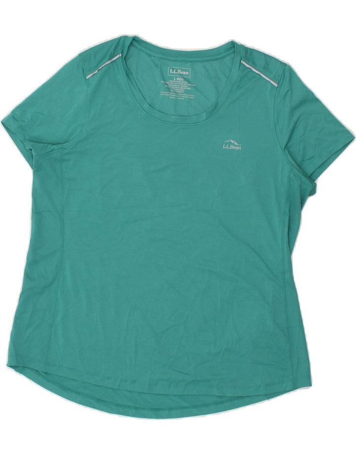 L.L.BEAN Womens T-Shirt Top  UK 16 Large Green Polyester Vintage L.L.Bean and Second-Hand L.L.Bean from Messina Hembry 