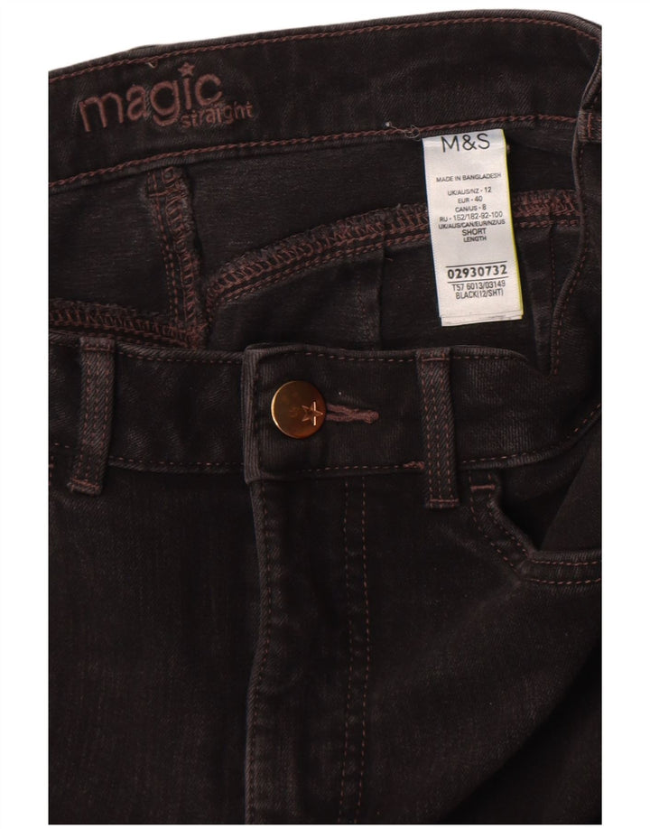 Marks & Spencer Damen Straight Jeans UK 12 Medium W32 L27 Schwarze Baumwolle