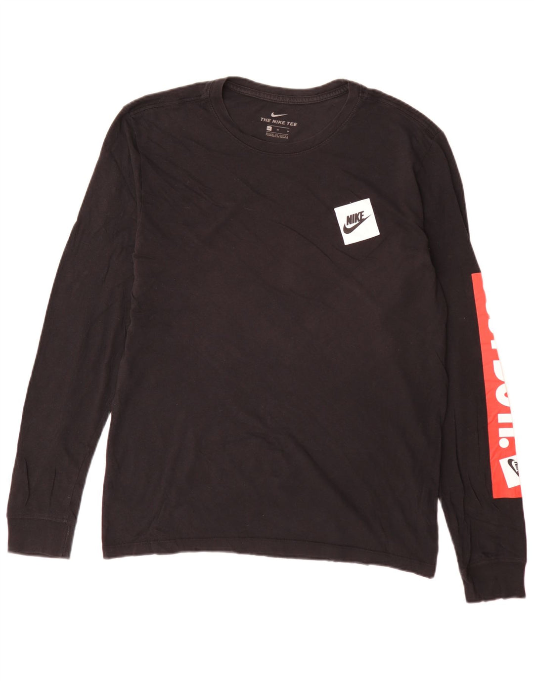 Nike Herren-Grafikoberteil mit langen Ärmeln, Mittelschwarz, Colourblock-Baumwolle