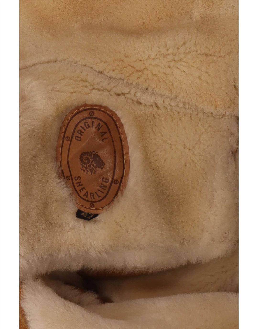 Vintage Damen Übergroße Lammfelljacke IT 42 Mittelbrauner Farbblock