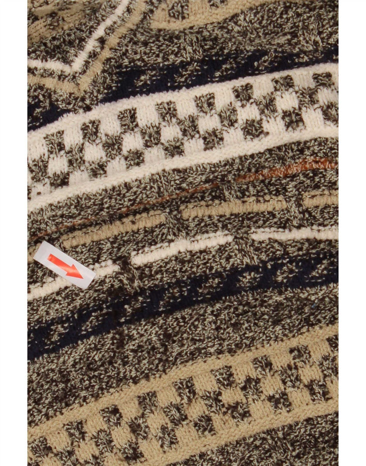 Malagrida Herren-Pullover mit V-Ausschnitt, XL, mehrfarbig, geometrisch, Baumwolle