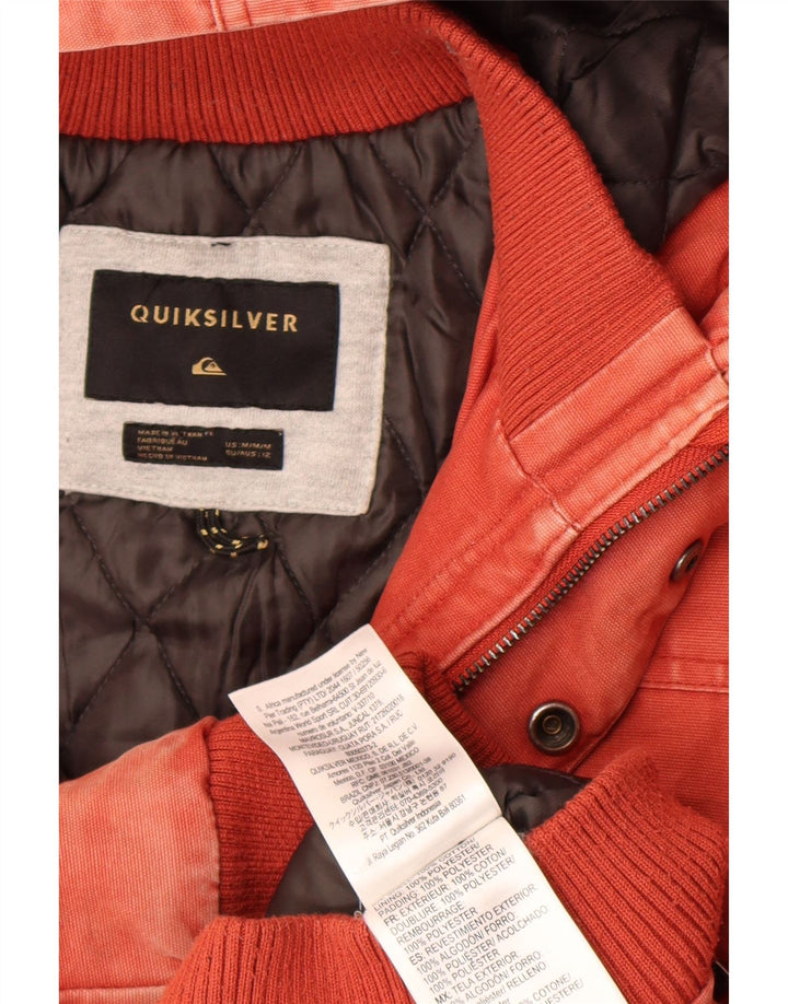 Quiksilver Damen-Bomberjacke mit Kapuze, UK 12, mittelrote Baumwolle