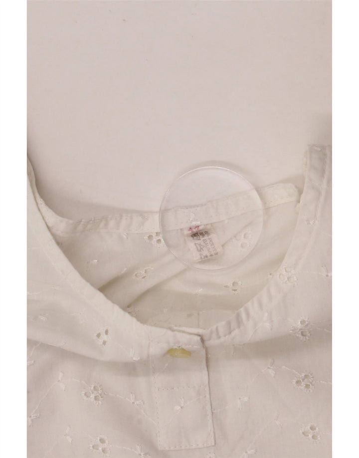 Vintage Damen Ärmelloses Blusentop EU 44 XL Weiße Baumwolle
