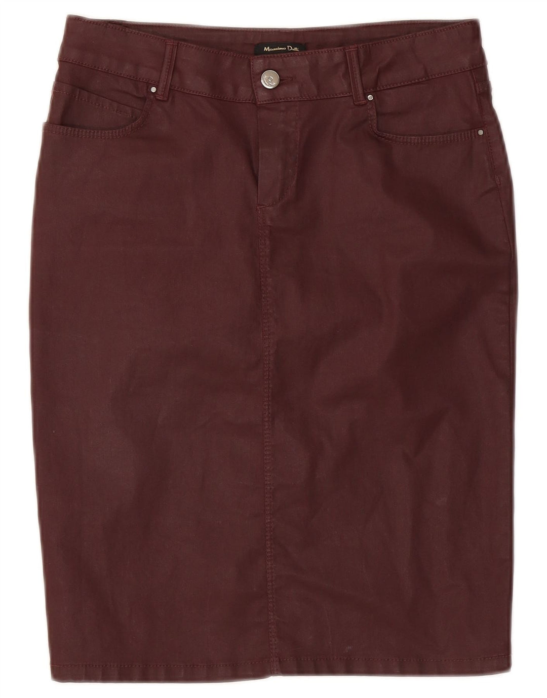 Massimo Dutti Damen Bleistiftrock W28 Medium Burgund Baumwolle