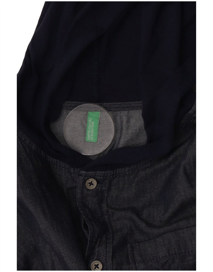 Benetton Herren-Kapuzenshirt, klein, Marineblau, Farbblock