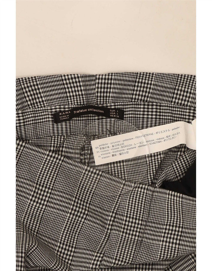 Zara Damen Trafaluc verkürzte Hose, groß, W30, L26, grauer Hahnentrittmuster