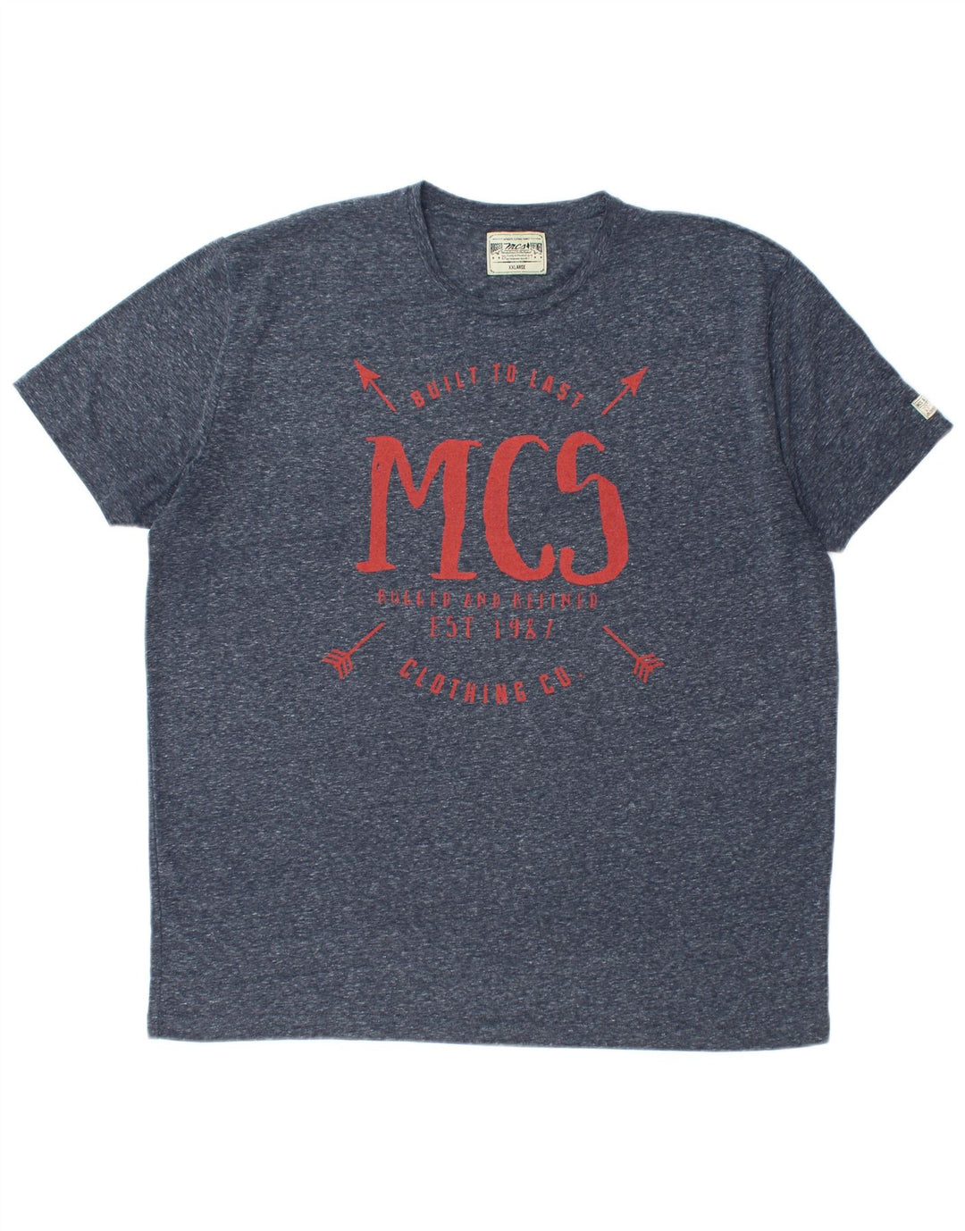 Marlboro Classics Herren-T-Shirt mit Grafik, 2XL, marineblau geflecktes Polyester