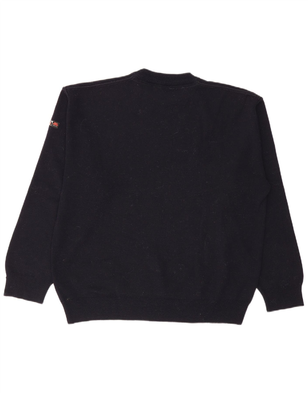 VINTAGE Herren-Pullover mit Rundhalsausschnitt, große marineblaue Baumwolle