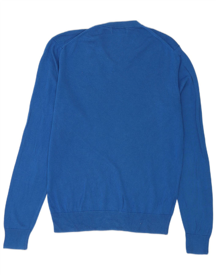 Fred Perry Herren-Pullover mit V-Ausschnitt, Größe S, blaue Baumwolle