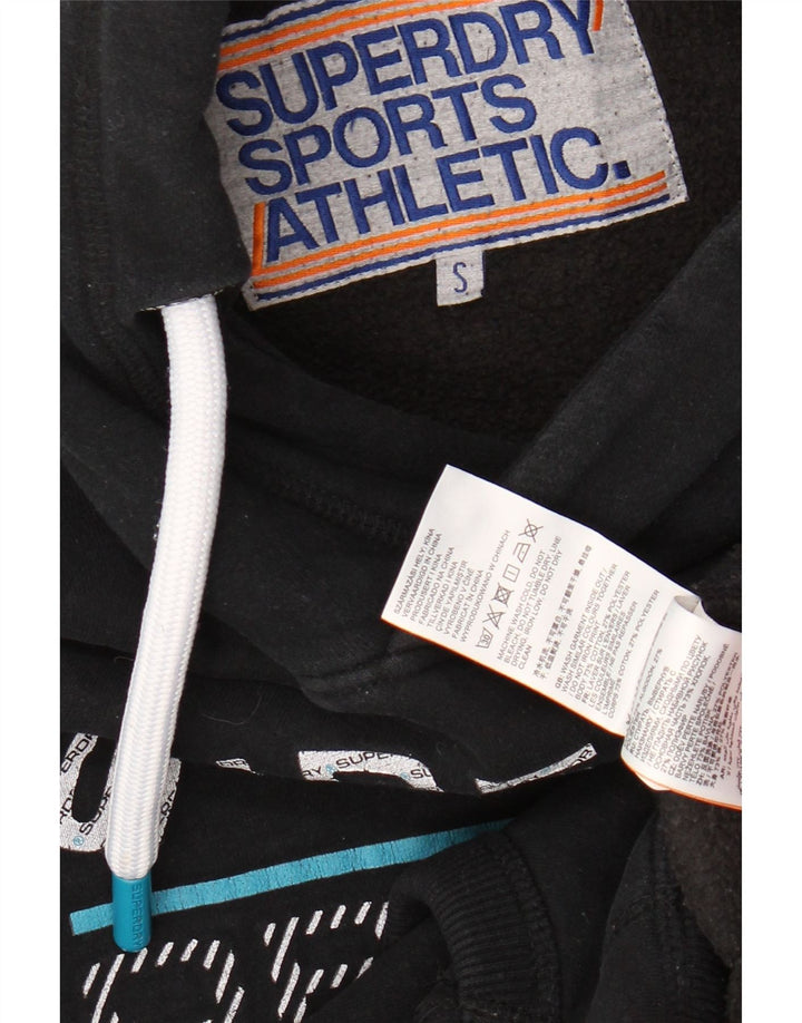 SUPERDRY Herren-Kapuzenpullover mit Grafik, Größe S, schwarze Baumwolle