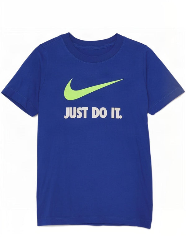 Nike Jungen T-Shirt mit Grafik, 6–7 Jahre, XS, blaue Baumwolle