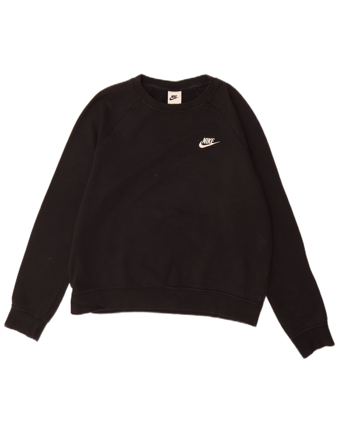 NIKE Damen-Sweatshirt-Pullover UK 14 Mittelschwarze Baumwolle