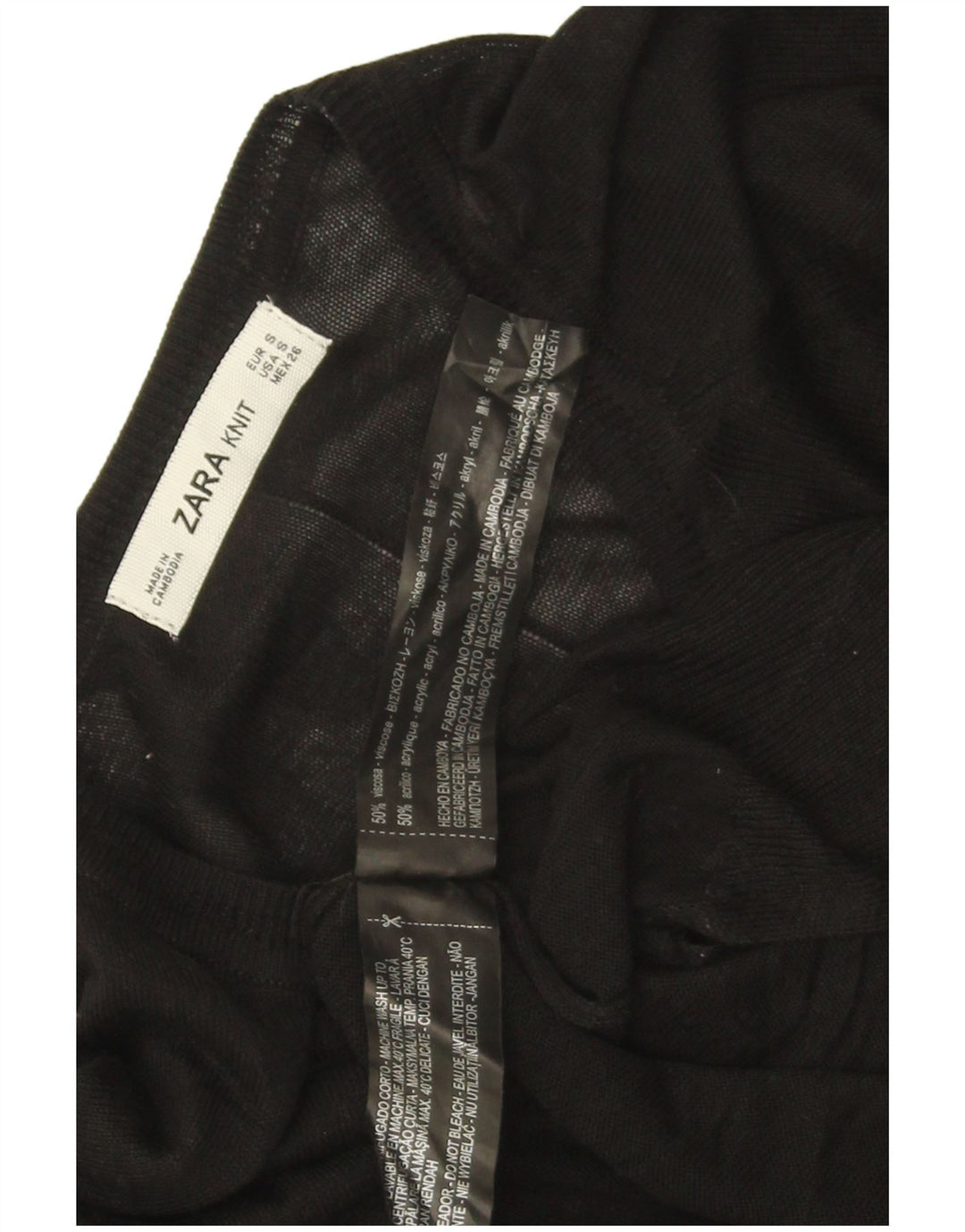 Zara Damen-Pullover mit U-Boot-Ausschnitt, Gr. 10, Größe S, schwarze Viskose