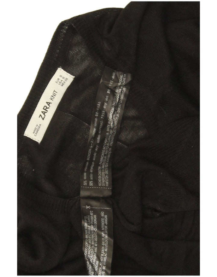 Zara Damen-Pullover mit U-Boot-Ausschnitt, Gr. 10, Größe S, schwarze Viskose